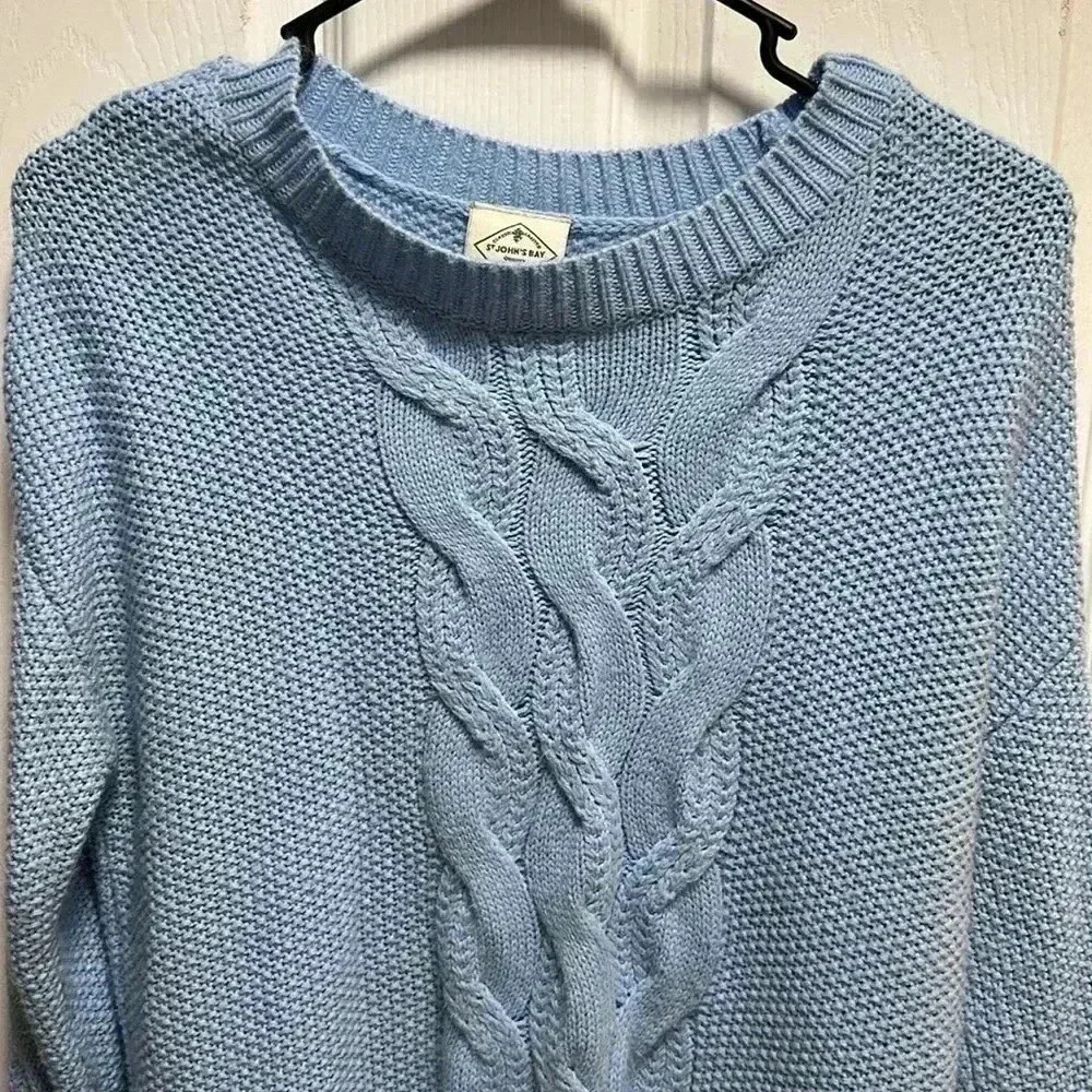 BABY BLUE OVERSIZED KNIT ST JOHN’S BAY SWEATER - Picture 3 of 4